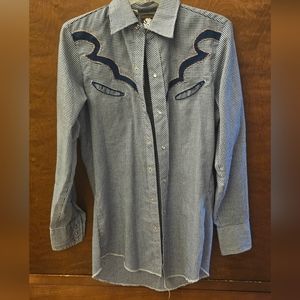 Women's vintage Blue Checkered Western Shirt